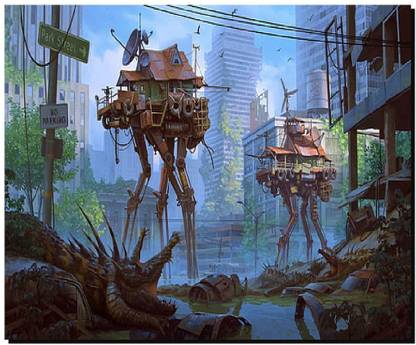 SKY DOT sci fi post apocalyptic city creature Non Slip Base Mousepad