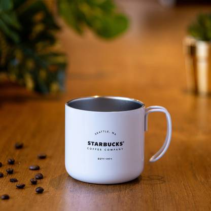 Starbucks White Gatherings Stainless Steel Coffee Mug