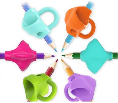 Qweezer (Pack of 6 ) Soft Silicone Pencil Grips - Writing Aid for Good Handwriting Pencil Grip