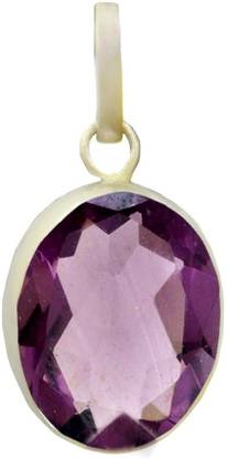 Takshila Gems Natural Amethyst Stone Pendant 8.25 Ratti / 7.42 Carat Lab Certified Pendant in 925 Silver, Amethyst Pendant, Katela Stone Locket Silver Amethyst Silver Pendant