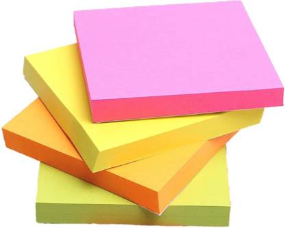 officekart NEON Colour Sticky Notes (Pack of 4, 320 Sticky Notes) 80 Sheets Regular, 4 Colors