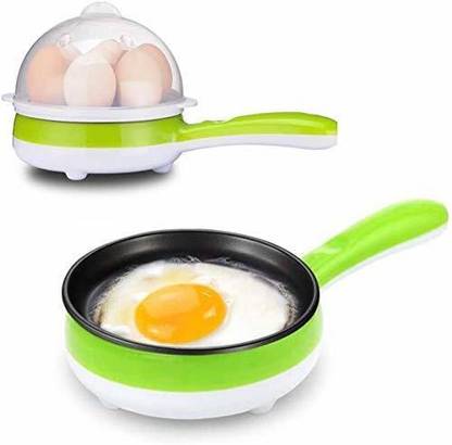 JOHN RICHARD Egg Boiler 2 in 1 Electric Egg Boiling Steamer Automatic Off with 7 Egg Space Egg Boiler Machine Non-Stick Electric Egg Pan Egg Cooker