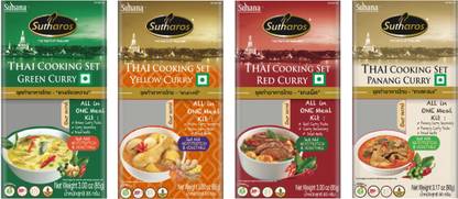SUHANA Sutharos Thai Curry Combo of 4 Curry Pack - Yellow Curry, Red Curry, Green Curry & Panang Curry 85 g