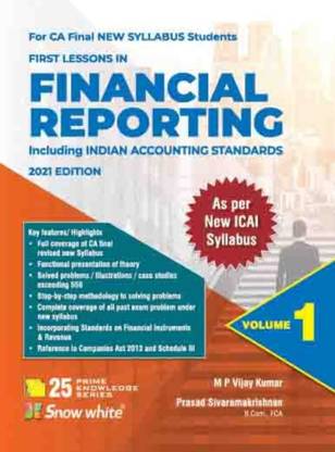 Financial Reporting including Indian Accounting Standards ( Set of 2 Volumes) 2021 edition|For CA Final New Syllabus