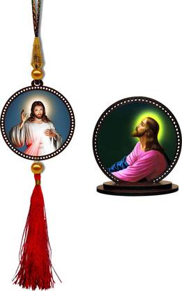 ClassiGiftz Jesus Car Hanging Premium & Car Dashboard Idol Showpiece Combo Car Hanging Ornament