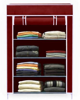SHREESAKET Collapsible Wardrobe STRONG PVC PIPE Carbon Steel Collapsible Wardrobe