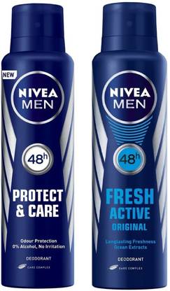 NIVEA Men Protect & Care and Fresh Active Orignal Deodorant Spray 150ML Each (Pack of 2) Deodorant Spray  -  For Men