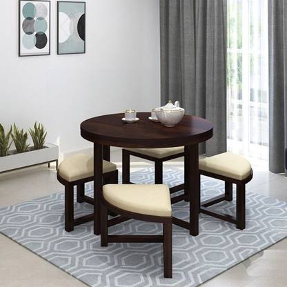 Kendalwood Furniture Round Dining Table With 4 Chair Solid Wood Seater Set In India Kendalwood Furniture Round Dining Table, Round Dining Table And Chairs 4 Seater