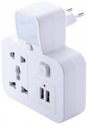 Bloriza Pin Plug Multiplug with Night lamp Dual USB Charger with Universal 2-Pin &3-PIN Socket Adapter, Pin Plug Multiplug with Night lamp Power Plug (White) Power Plug (White) Pin Plug Multiplug with Night lamp Dual USB Charger with Universal 2-Pin &3-PIN Socket Adapter, Pin Plug Multiplug with Night lamp Power Plug (White) Power Plug