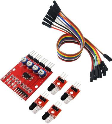 Prime Intact Four-Way Infrared Tracing 4 Channel Tracking Line Sensor Module Transmission Obstacle Avoidance for Arduino DIY Smart Car Robot Electronic Components Electronic Hobby Kit