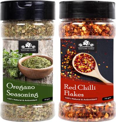 NATURE YARD Oregano & Chilli Flakes Seasoning -150 gm - 100% Natural and antioxidant - Combo Pack of 2*75gm