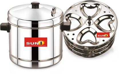 sun1 SUN1-HEART SHAPE IDLI COOKER-4PLATES-14 IDLIS Induction & Standard Idli Maker