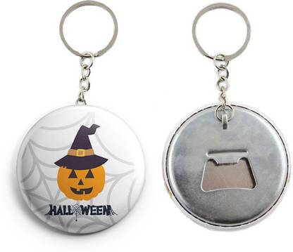 AVI Metal Keychain Halloween pumpkin on spider web R7002073 Key Chain