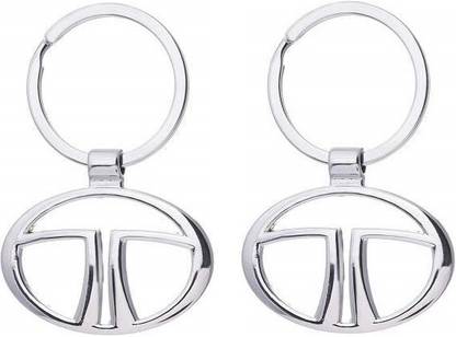 Stylewell Set Of 2 Pcs Premium Automotive Unisex Tata Logo Silver Metal Keychain,keyring for Decorate Your Bike, Car, Scooty, Home, Wardrobe, Locker and Office Keys Key Chain