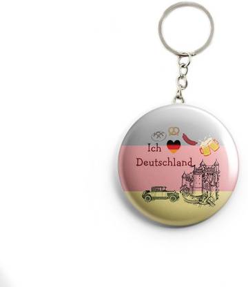 AVI Metal Keychain I love Germany in German Language with German Flag Background R7002050 Key Chain