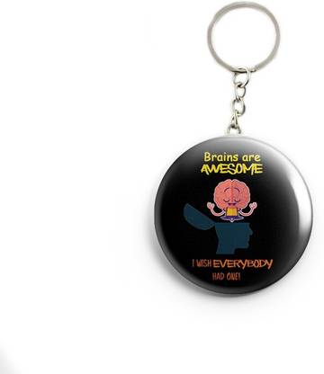 AVI Metal Keychain Black Brains are awesome attitude positive quote R7002272 Key Chain
