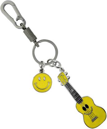 SHOKY LOOKS Rocking Smile with Rocking Guitar Multicolor along with Lovely Yellow Smile matel Smile and Best Quality Locking Hock Key Chain