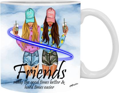 Avavia "Friends Forever Quotes" |Friends Make The Good Times Better & Hard Times Better| Best Gift For Friends| Girl-friend| Sister| Printed Ceramic Coffee Mug