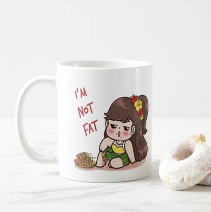 V Kraft '' i m not fat teasing a fatty" love quote printed trendy white Ceramic love with Handle-Perfect Gift to Anyone On Any Occasion valentine special for loved once | Coffee & Tea Cup | Pack of 1 Ceramic Coffee Mug