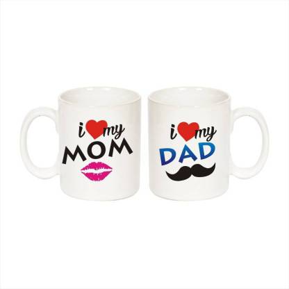 CHHAAP I Love My Mom & Dad Gift For Husband Wife Hubby Wifey Lovers Couples Girlfriend Boyfriend Gf Bf Men Women Boys Girls Mr. & Mrs. Microwave Safe White Tea Milk Ceramic Coffee Mug