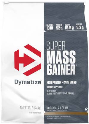 DYMATIZE Super Mass Gainer,5.4 Kg(12 lbs), Cookies and Cream Weight Gainers/Mass Gainers