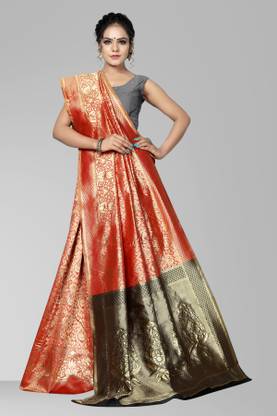 Iscon Empex Kanjivaram Silk Blend Saree with Unstitched Blouse
