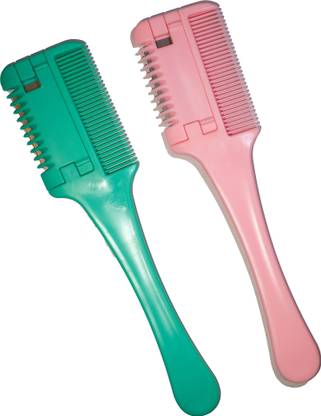 Alison Hair Cutting Comb, Razor Comb, Manual Razor Comb, Razor Comb ( Combo Pack Of 2)(Green & Pink), Men & Women
