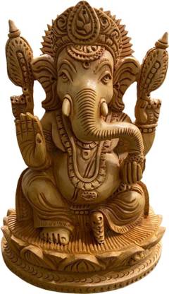 Om Shiv wooden ganesh ji murti Decorative Showpiece  -  15 cm