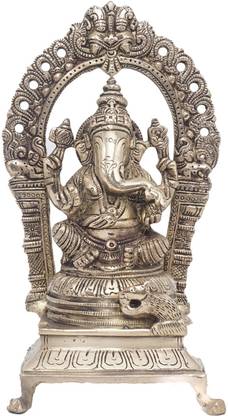StatueStudio Bhagwan Ganesh Brass Statue Ganesha Idol Ganpati Murti For Home Entrance Big Size Diwali Gift Large Décor Murti 8 Inch Decorative Showpiece  -  20.32 cm