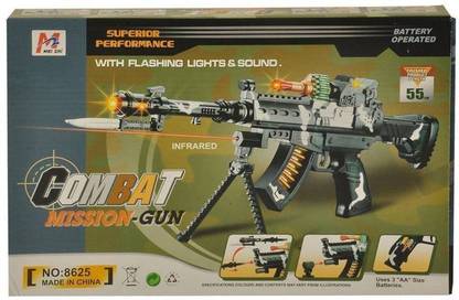 VD TOY'S Combat Mission Gun Battery Operated Infrared with Flashing Lights & Sound for 3+ Kids Guns & Darts