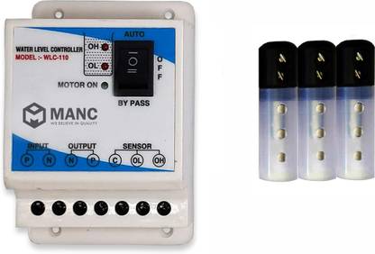 MANC - WE BELIEVE IN QUALITY Automatic Water Level Controller and 3 sensors Overhead Tank Only for 2 HP motor Water Leak Detector