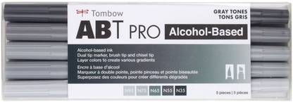 Tombow ABT PRO Alcohol-Based Art Markers Gray Tones 5-Pack Airbrush