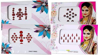LADDU GOPAL Daily Wear Indian Women Bindi Face Sticker Combo Pack of 4 Forehead Multicolor Bindis