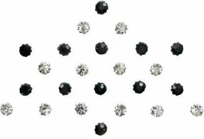 LADDU GOPAL Crystal Collection Black Silver Bindi Forehead Multicolor Bindis  (Traditional Designer Bindi) Forehead Multicolor Bindis