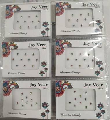 LADDU GOPAL Daily Wear Indian Women Bindi Face Sticker Combo Pack of 6 Packet Bindis Forehead Multicolor Bindis