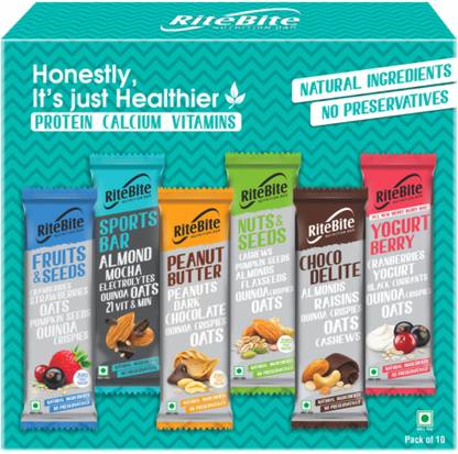 RiteBite Assorted Nutrition Bars with Quinoa Oats | No Cholesterol & Trans Fat Snack Bar Box