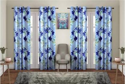 Achintya 214 cm (7 ft) Polyester Blackout Door Curtain (Pack Of 4)