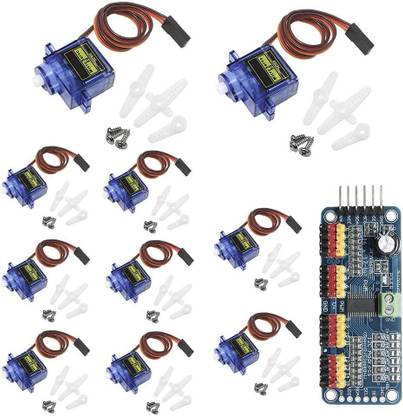 Super Debug 10pcs SG90 9G Micro Servo Motor with PCA9685 16 Channel 12 Bit PWM Servo Motor Driver IIC Module for Arduino RC Robot Helicopter Airplane Remote Control Electronic Components Electronic Hobby Kit