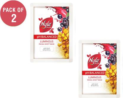 Nyle Luminous Gold & red Wine Sheet Mask, 25 ml Pack pof 2