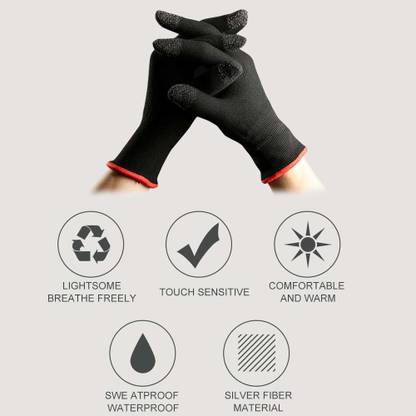 Black Camel Full Hand Thumb & Finger Gloves Sleeve for Mobile Game, Anti-Sweat & Breathable For Pubg, Free Fire Mobile Gaming Safety Glove Sleeve for Bike, Car, Home, Office And Other Working Etc  Gaming Accessory Kit