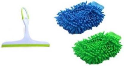 SBTs combo set of kitchen wiper/window wiper/floor wiper with microfiber double sided hand glove/vehicle hand cleaning glove/microfibre car duster Kitchen Wiper, Glove
