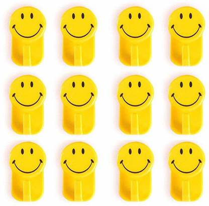 MON N MOL Plastic Self-Adhesive Smiley Face Set Hook 12