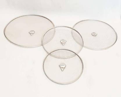 VIJAY EXPORT Stainless Steel net Cover/lid for Milk, Curry etc Pack of 4 ( 9, 8 , 7, 6 inch) ( Pack of 4) 9 inch, 8 inch, 7 inch, 6 inch Lid Set, Pack of 4