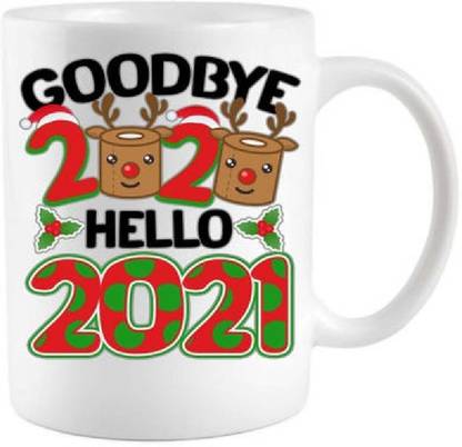 Sky Dot Christmas New Year Goodbye 2020 Hello 2021 white Ceramic Coffee Mug