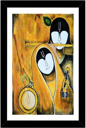 CRAFTSCORNER MEERA KRISHNA PAINTING | MEERA KRISHNA BHAKTI PORTRAIT Digital Reprint 20 inch x 14 inch Painting