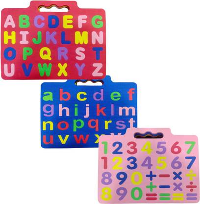 KiddyKin Three rubber puzzle mats consisting of one small and one capital alphabets and one number puzzle mat (3 pieces)