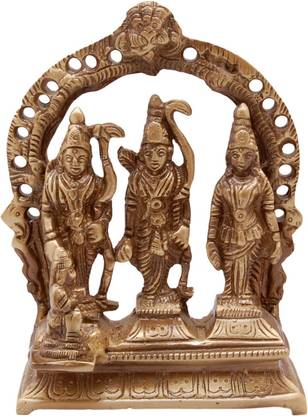 vrindavan shopi Brass Ram Darbar Idol, Standard, Antique Brown, 1 Piece 500gm Decorative Showpiece  -  9 cm