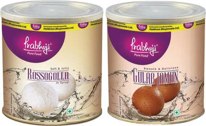 PRABHUJI PURE FOOD Rossogolla and Gulab Jamun Combo Tin