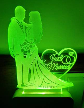 NL Traders Just Married Love Couple 3d illusion led Night Lamp for 7 Colors Led Lighting Night Lamp