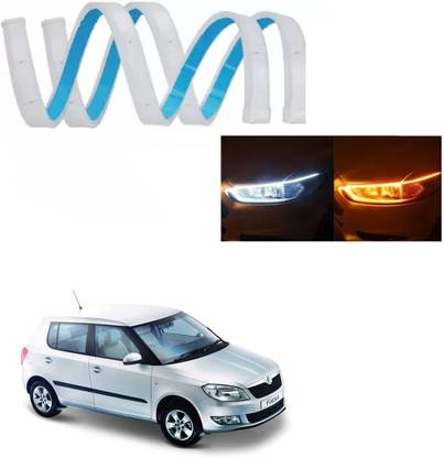 Vagary ENERGY SAVING UNIVERSAL YELLOW WHITE MODIFIED LED CAR STRIP/DRL INDICATOR LIGHT-135 Headlight Car LED for Skoda (12 V, 12 W)